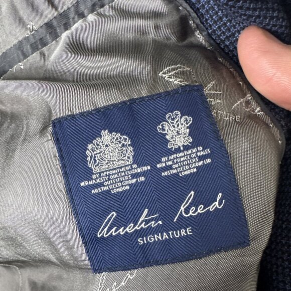Austin Reed Signature Blazer Men’s 44R Blue Wool Super 110s Piacere Fabric - Picture 6 of 8